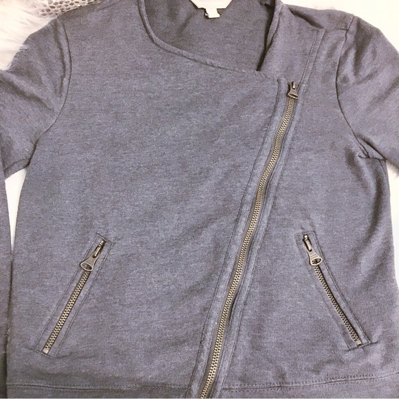 Banana Republic Zip Up Sweatshirt Moto Jacket in Charcoal Grey Size XS - Picture 11 of 16